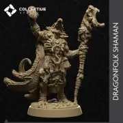 Dragonfolk Shaman, Half-Dragon | D&D TTRPG Miniature | Collective Studio
