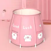 Portable Bathtub Folding Bath Bucket Foldable Large Adult Tub Baby Swimming Pool Insulation Separate Family Bathroom SPA Tub With Lid Pink