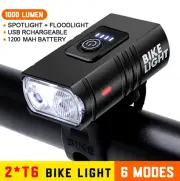 LED Rechargeable Bike Front Light Waterproof Bicycle Headlight Set