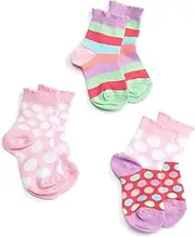 [Jefferies Socks] Little Girls' Uniform Sorbet Triple Treat Socks (Pack of 3) - Multi