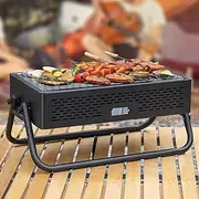 AUSLEECostBay Portable Barbecue Charcoal Grill Stainless Steel Folding BBQ Tool Kits for Outdoor Cooking Camping Hiking Picnics Tailgating Backpacking or Any Outdoor Event (Black)