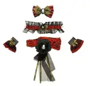 Pirate Wench 6 Pc Instant Kit Halloween Headwrap, Bows, Choker, Cuffs Costume