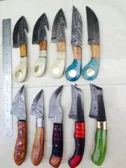 CUSTOM HAND MADE DAMASCUS STEEL FIXED BLADE SKINER KNIFE 81(lot of 10).