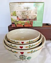 Set of 3 Thomson Pottery Birdhouse Nesting Mixing Bowls – New in Original Box
