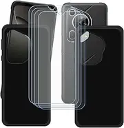 LCEHTOGYE Case for Fossibot F112 Pro + 4 Pcs Tempered Glass Screen Protector, 2 X Slim Black Shock-Absorption Soft TPU Bumper Protective Phone Case Cover for Fossibot F112 Pro (6,88")