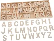 CIYODO 1 Set Wooden Letter Learning Small Wood Letters Math Alphabet Cutouts Wood Chips Cutout Decor Sorting Sensory Drawing Cutouts Beige