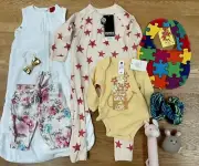 BULK LOT BUNDLE BABY CLOTHES BONDS LA SIENNA PANTS BODYSUIT BOOTIE ROMPER RATTLE