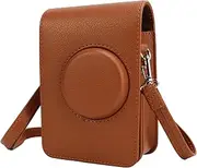 Camera Bag for Mini Evo, PU Leather Protective Case with Adjustable Shoulder Strap, Timeless Retro Style Camera Pouch Case for Instax Mini Evo Instant Camera (Brown)