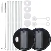 40Oz Cup Accessories Set for ,Extra Long Reusable Straws, H2.0 Silicone Spill Proof Stopper, Lid (B)