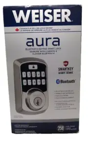 Weiser Aura Bluetooth Keypad Smart Door Lock Deadbolt Iron Black 9GED18500-001
