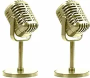 Binxind 2X Classic Retro Dynamic Vocal Microphone Vintage Mic Universal Stand for Live Performance Karaoke Studio Recording Gold