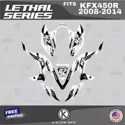 Graphics Kit for KAWASAKI KFX450R (2008-2014) Lethal Series - White 16 Mil