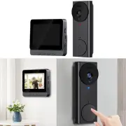 Sleek Black Design Wireless Video Doorbell Camera with Two Way Communication