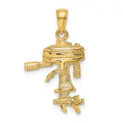14k Yellow Gold 3-D Moveable Boat Engine Charm