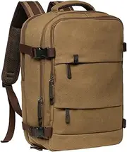 [KAUKKO] Thick Canvas Travel Backpack, Flight Approved Carry On Backpack with Shoe Pouch and 15.6 inch Laptop Compartment, 40L Luggage Casual Daypack Weekender Bag