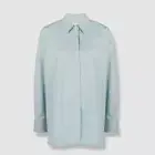 $275 LouLou Studio Women's Blue Cotton Oversized Button-Up Shirt Size L