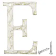 House Address Letter, 5.5 Inch Cast Iron Vintage Letter-E for Sign, White & Gold