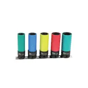 SP Tools 5Pcs 1/2" Drive Impact Socket Rail Set - Wheel Nut 6 Point Metric