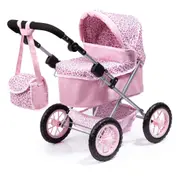 Bayer Trendy Leopard Print Pram Kids/Children Toy For 46cm Dolls Pink 3y+
