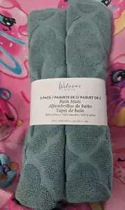 NEW WelSpun WelHome Bath Mats - 20” x 34” Green - 2 Pack - 100% Cotton