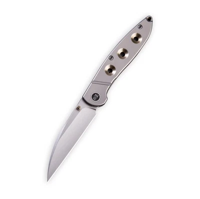 WE Knife Schism Frame Lock 908A Knife CPM S35VN Stainless Gray Golden Titanium