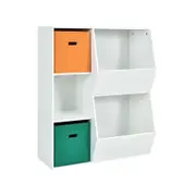 Costway Kids Toy Storage Cabinet w/2 Baskets Children Bookcase Shelf Organiser, White