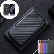 For iPhone12 11 Pro Max Mini XR XS 8 Plus Case Carbon Fibre Leather Wallet Cover