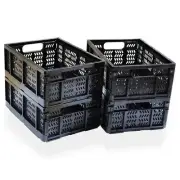 4-Pack Plastic Storage Crates,20L Foldable Baskets,Collapsible Crates, Storag...
