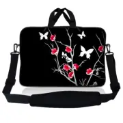 13.3" 13" Laptop Mackbook Chromebook Sleeve Bag Case w Shoulder Strap Floral S55