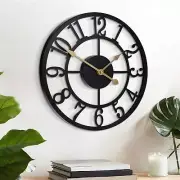 Arabic Numeral Wall Clock 12IN Battery Operated Black Silent Non Ticking Wall...