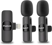 Peaboni Wireless Lavalier Microphone for iPhone iPad, Professional Lapel Mics, Wireless Mini Mic Plug-Play, Dual Microphone for Video Recording Interview Conference Podcast Vlog YouTube TikTok