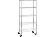 Adjustable 5-Shelf Heavy Duty Storage Unit with Casters - 76x36x164cm
