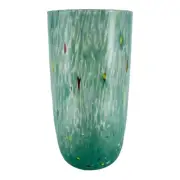 Large Murano Glass Vase Green Multi Millefiori 22cm
