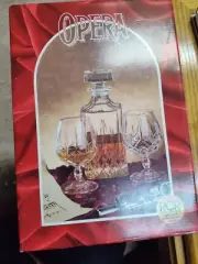 Vintage Royal Crystal Rock (RCR) Opera Crystal Decanter Set, Made in Italy, 3pc