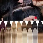 Glue Tape In Russian Remy Human Hair Extensions Black Brown Invisible Skin Weft