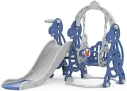 Kids Slide and Swing Set, 4 in-1 Toddler Slide Swing Basketball Hoop for Child..