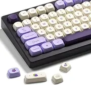XVX MOA Profile Purple Grape Theme PBT Dye-Sub Keycaps, Custom Keycap Set for Mechanical Keyboards (Compatible with Cherry MX Switches, Purple & White Design)