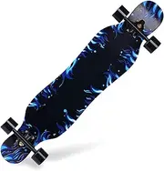Sports Longboard Skateboard, ABEC-11 Chrome Steel Bearing 41 Inches 7-Layer A-Level Maple Flame Pattern Dance Board Skateboard Suitable for Adult Men Women
