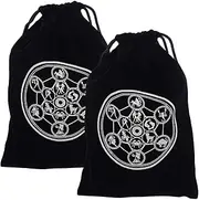 CREATCABIN 2Pcs Tarot Cards Bags Velvet Drawstrings Bags Tarot Cards Holder Pouches Tarot Deck Storage Bags Black The Zodiac Tarot Wrap Bags for Jewelry Crystals Witchcraft Rune Altar Gift 5x6Inch