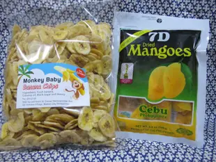 長灘島三寶：《2包猴子香蕉餅乾》，7D芒果乾，椰子油!香脆蕉片香蕉乾(菲律賓宿霧薄荷島手信伴手禮)