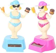 Halloween Decorations 2pcs Solar Powered Dancing Decoration Bikini Girls Statue Dashboard Bobblehead Car Ornaments Hula Hawaiian Dancer Window Sun Catcher for Vehicle Car/971