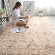 Shaggy Carpets Rugs for Living Room Bedroom Soft Fluffy Fuzzy Area Rug for Kids Baby Nursery Modern Indoor Plush Carpet,Tie Dye Beige,100x200cm