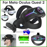 For Meta Oculus Quest 2 VR Headset with 8000mAh Battery LED RGB Head Strap