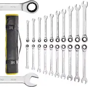 20-Piece SAE & Metric Ratcheting Wrench Set, Professional Chrome Vanadium Steel