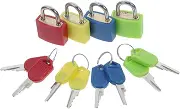 ROMISBABA 4pcs Mini Metal Luggage Locks with Key Padlocks for Suitcases Backpacks School Lockers Portable Design Multiple Colors