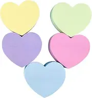 aoozleny Mini Sticky Notes Multicolor Heart Shaped Colorful Sticky Memo,Funny Cute Self-Stick Removable Easy to Post Self Note for Reminders for Office School,Business Home and Personal Use, 5 Color