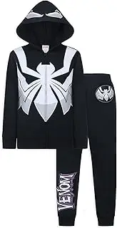 [Marvel] Venom Boys Zip Up Hoodie and Pants for Big Kids – Black