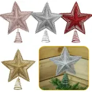 Christmas Tree Topper Glittered Sequins Star 24cm Tree Crown Xmas Decorations