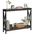 Giantex Console Table 2Tier Entry Hallway Table X-Design Sofa Side Display Shelf