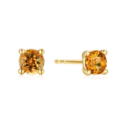 9ct Yellow Gold Round Cut 4mm Citrine Earrings